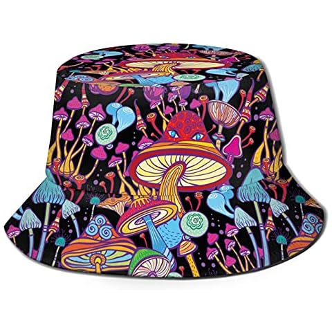 Decorative Mushroom Bucket Hat Packable Summer Beach Sun Hat Fisherman Cap Cover