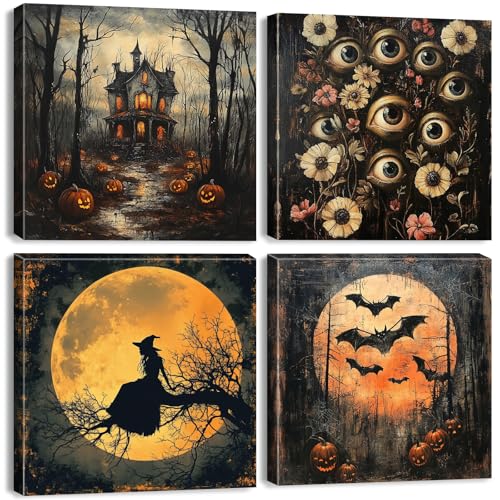 Rustic Gothic Canvas Wall Art Halloween Home Horror Castle Wall