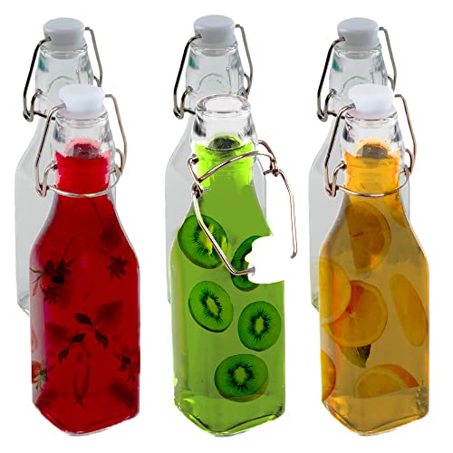 ZENO 250ml Glass Bottles with Stoppers 6 Pack