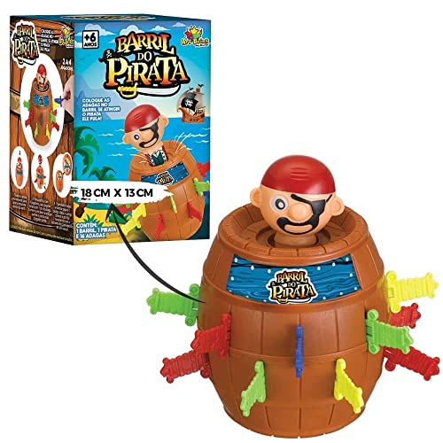 Barril Pula Pirata 18x13 cm Brinquedo Infantil Criança Interativo