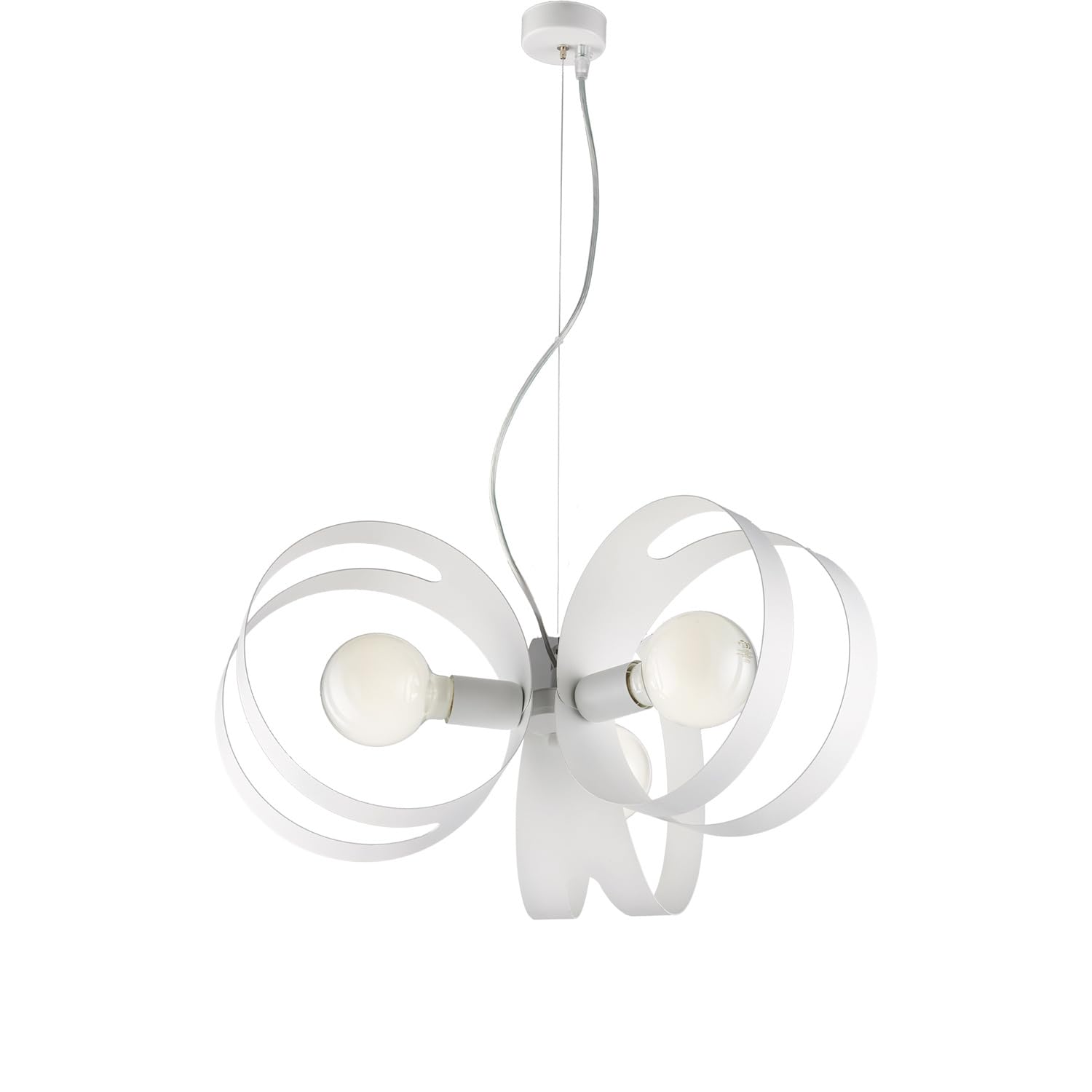 Suspension Peter fer blanc 3 lumières avec câble acier réglable - 4