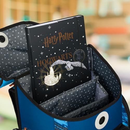 Baagl Heftbox für Schulranzen A4 - Sammelmappe für Kinder mit Gummiband und Innenklappen - Heftmappe, Sammelbox mit Gummizug für Jungen (Harry Potter Hogwarts Wappen)