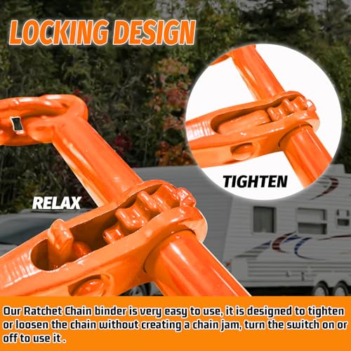 Image of Ratchet Binder 1 /4''- 5 /16'', Load Binder with G70 Grab Hooks, Adjustable 1 /4 inch Binder for 1 /4 Chains, 2200 Pounds Working Load Limit- Heavy Duty Ratchet Chain Binders (2 Pack)
