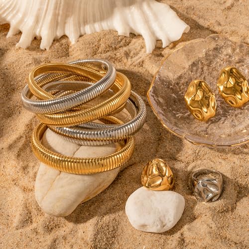 Stretch Bangles For Women 3pcs Gold and Silver Bracelets for Women Jewelry3