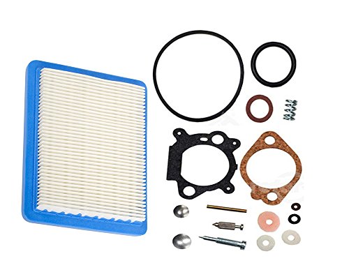 Carkio 498260 Kit de révision de carburateur avec Filtre à air Compatible with Briggs & Stratton 3,5 HP 4 HP Max Series Engine Compatible withr 493762 490937 Cover