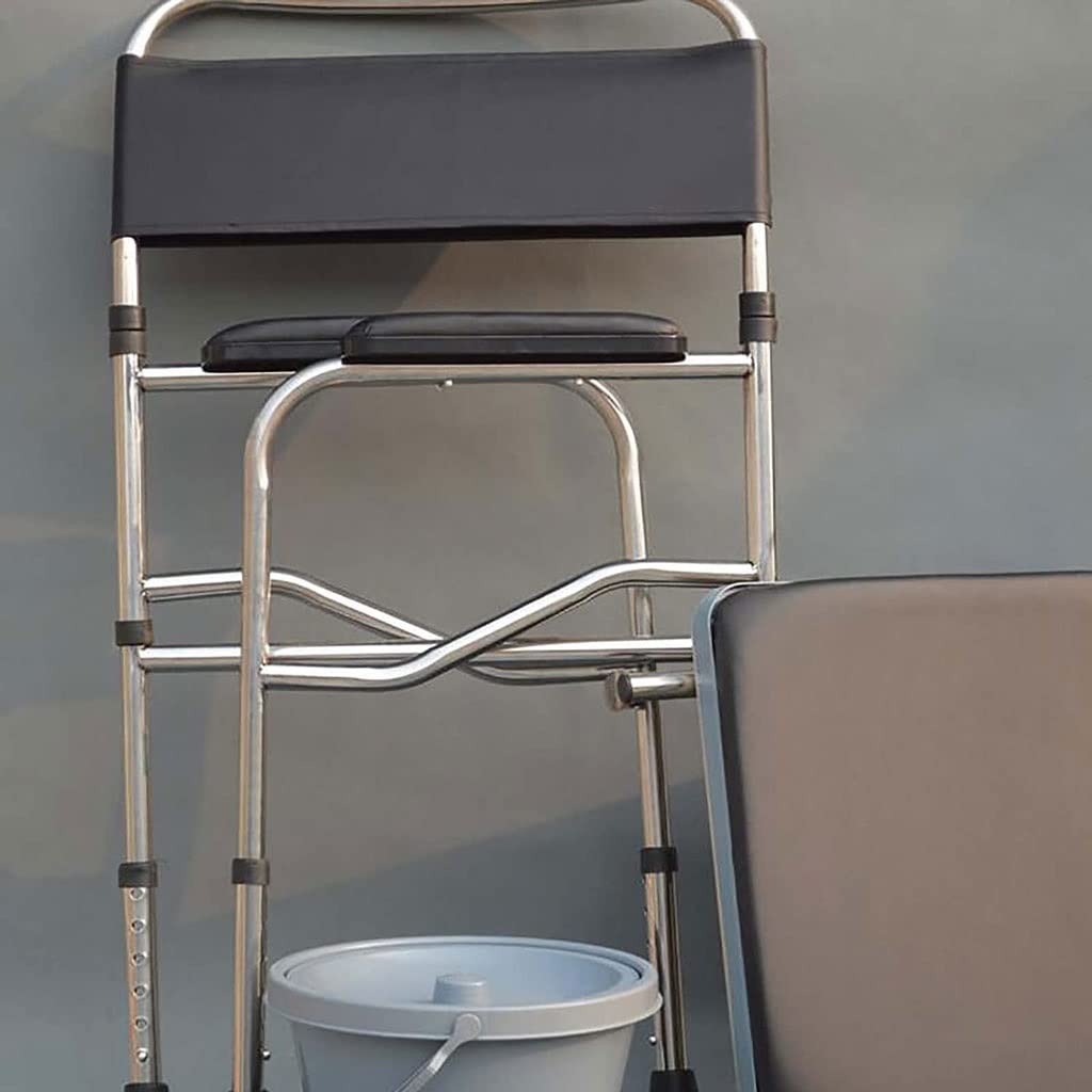 Składana Komoda/Krzesełko Pod Prysznic Składany Krzesło Commode Krzesło ze stali nierdzewnej Podróży Sedes WC ciężarówki Krzesło prysznicowe z oparciem i podłokietnikami dla osób starszych Krzesło alt