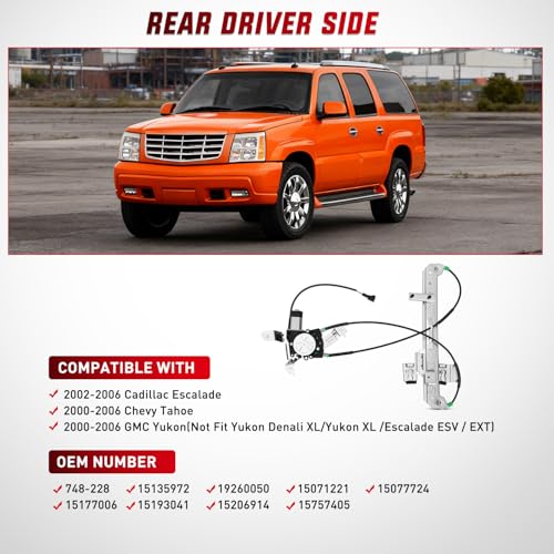 Nilight Power Window Regulator with Motor Rear Driver Side,Compatible with Cadillac Escalade/Chevy Tahoe/GMC Yukon 2002 2003 2004 2005 2006,Rear Left,748-228 by Nilight - Image 7