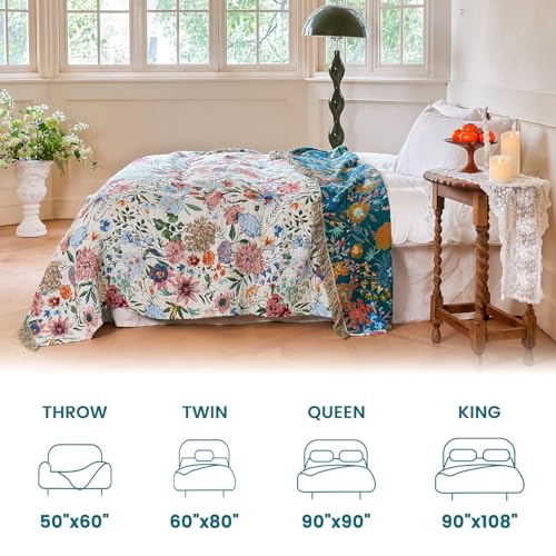 Image of MSGKV Boho Throw Blanket 50 inchx60 inch Fall Cotton Orchid Blanket for Couch