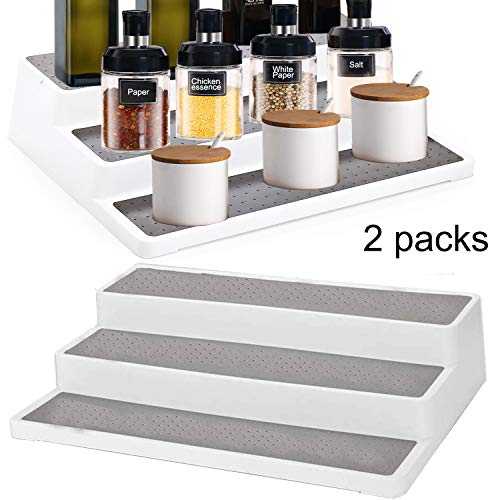 Alliebe Non-Skid 3-Tier Spice Rack Pantry Kitchen Cabinet Organizer 14-Inch Set of 2
