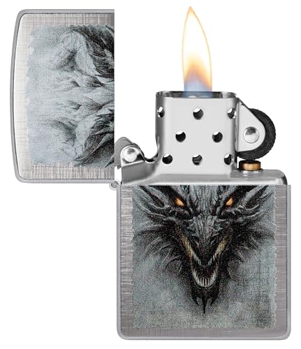 Image of Zippo Dragon Windproof Lighter - Fierce Mythical Creature Design, Matte Finish, Refillable