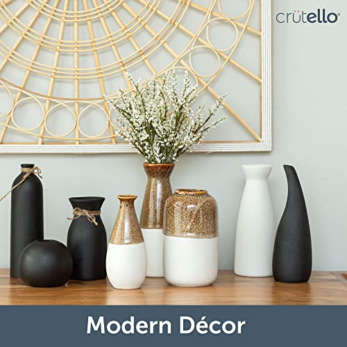 Crutello Ceramic Vase Set - 3 Black Textured Vases - Rustic Vase Set, Perfect Home Decor For Mantles, Bookshelves, Tables, Entryways #TOP6