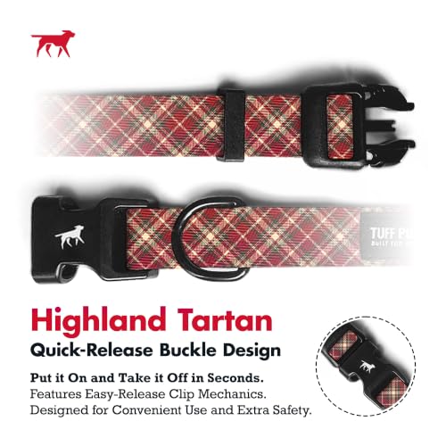 Image of Tuff Pupper Premium Adjustable Dog Collar, Stylish Pattern Collars Designed in USA, Quick Release Buckle, Highland Tartan Medium (1 Inch Wide x 13-18 Inch Neck)