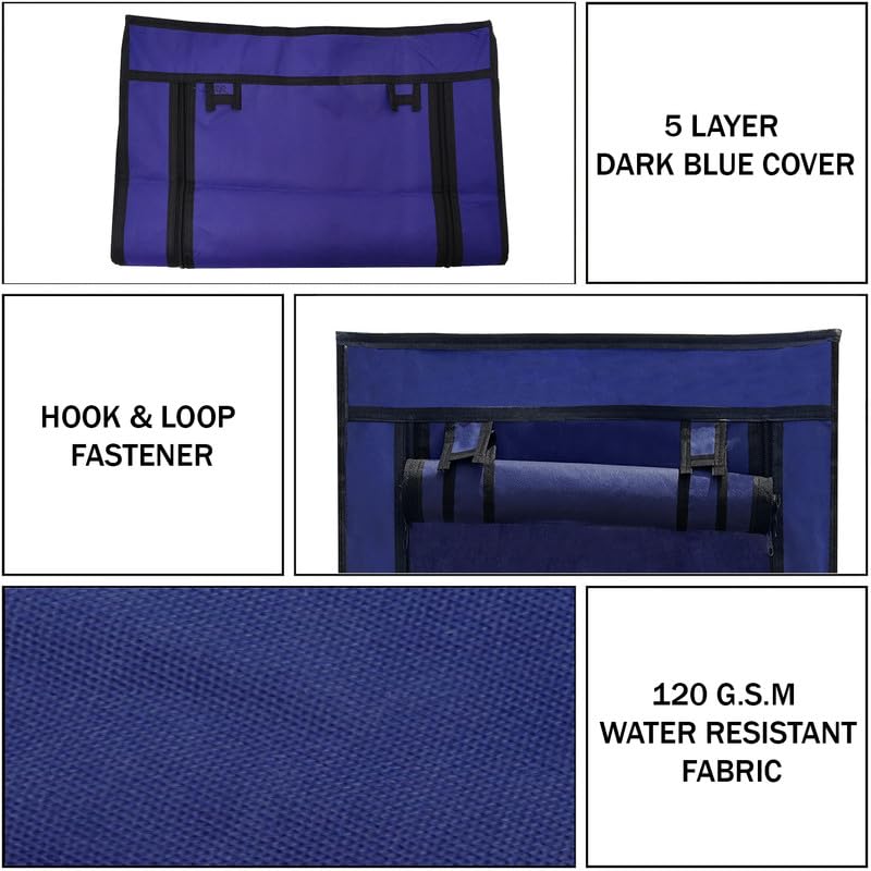 Image of Cover for Shoe Rack Home Only for 5-Layer Portable Foldable Shoe Stand Non Woven Zipper Fabric Cover Blue