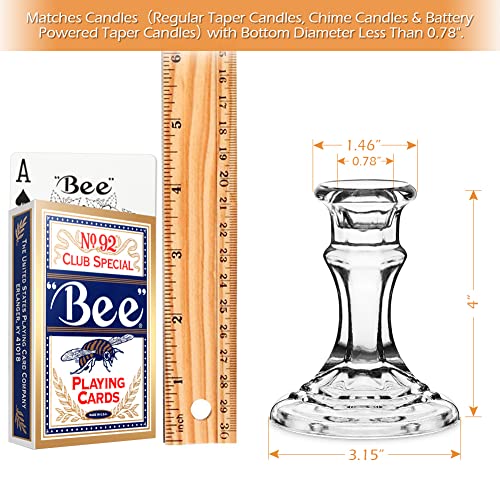 Darjen Candlestick Holders Set, 4" H Taper Candle Holders Bulk, 12Pcs Clear Glass Candle Holders For Wedding, Festival, Party & Windowsill Decor #TOP5
