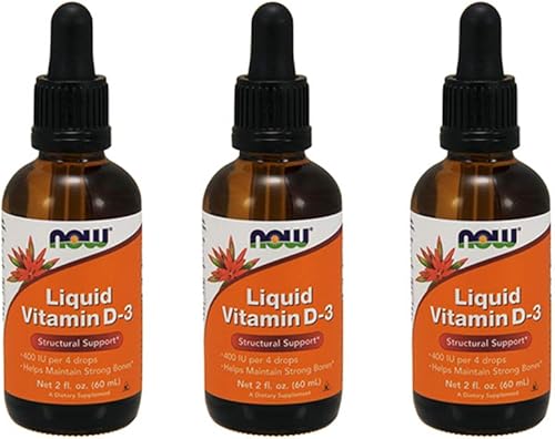 Now Foods Vitamina líquida D-3 extra fuerte 1000 UI 1 onza líquida 10fl oz paquete de 3
