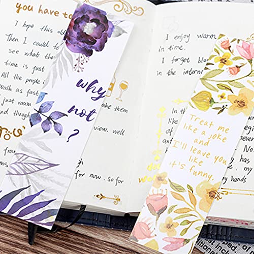 kdjsic Verpakking met 30 stuks berichtenkaarten papier bladwijzers Blossom Flower Style bladwijzer zijverdeler school… - Afbeelding 5