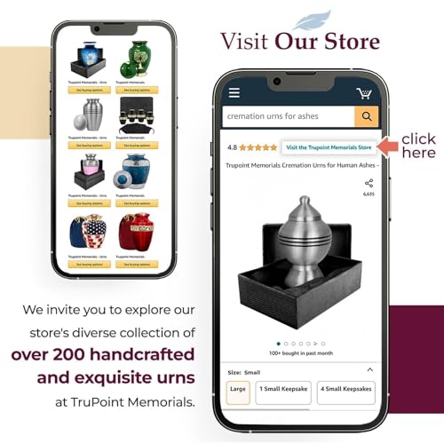 Image of Trupoint Memorials Cremation Urns for Human Ashes, Funeral Memorial Urn for Male and Female, Decorative Burial Metal Urn Collection for Adult Men & Women - Silver Chalice, 1 Keepsake