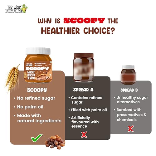 Image of Scoopy Wheat Biscuit Spread | 100% Sweetened with Dates & Jaggery | Zero Palm Oil | No Refined Sugar | No Artificial Flavours | Clean & Healthy (500g)