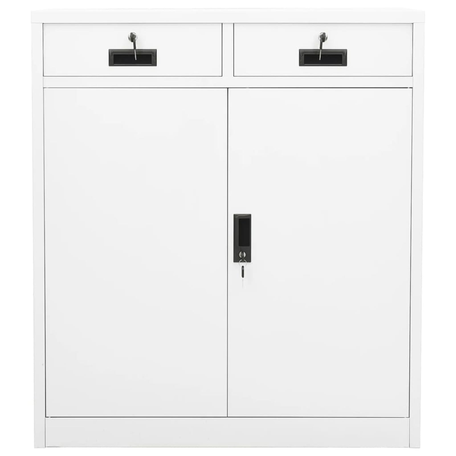 Capwee Meuble de Rangement Bureau avec tiroirs Casier de Rangement Metal Armoire Metallique Armoire avec Serrure pour Bureau Salon Garage-Blanc-90x40x102 cm-2