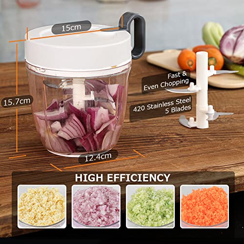 Foto von Zwiebelschneider Manuell, Multi-Zerkleinerer, 600 ml Gemüseschneider Universalzerkleinerer für Gemüse, Obst, Nüsse, Knoblauch, Babynahrung (Mehrweg)