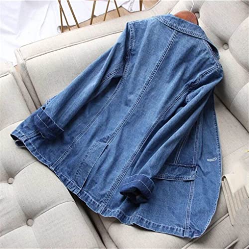 Spring Autumn Vintage Suit Women Denim Jacket Coats Casual Tops Loose Suit Outwear Cowboy Blazer2