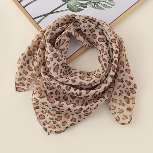 Women Leopard Scarf Lightweight Chiffon Square Scarf for Spring Summer Season Neck Scarves Leopard Accessory for Women4