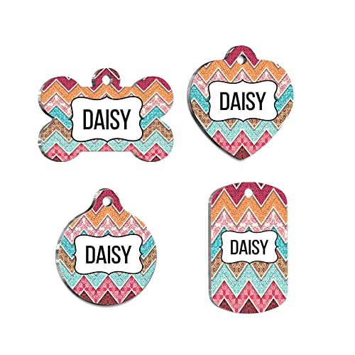 Vintage Rustic Personalized Dog Tag - Custom Name Tag - ID Tag for Dog & Cat - Customized Pet Tags - Dog Name Tag - Cat Name Tag - Engraved Dog Tag (Heart)
