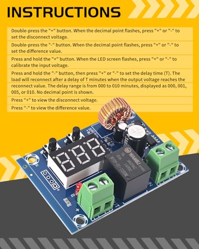 2pcs 12V-36V DC Digital Low Voltage Protector Disconnect Switch Cut Off Over Discharge Protection Module for Lead Acid Lithium Battery Solar Panel Lighting System4