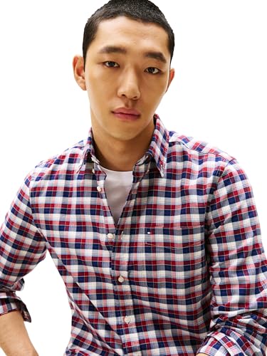 Image of Tommy Hilfiger Men's Long Sleeve Oxford Shirts in Regular Fit, Men's Button Down Shirts, Also Available in Big and Tall