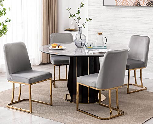 Vescasa Velvet Upholstered Dining Chairs With Back, Mid Century Modern Dining Chairs With Gold Metal Frame For Dining Room, Restaurant, Kitchen, Set Of 4, Grey #TOP1