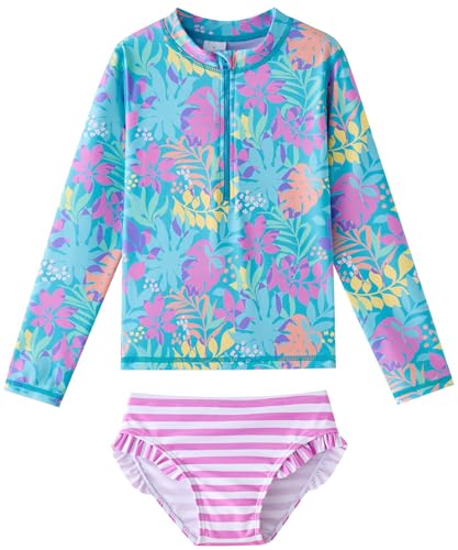 Image of Toddler Girls Swimsuit Rash Guard Sets 2-Piece Bathing Suits UPF 50+ Summer Kids Swimwear 2-7T