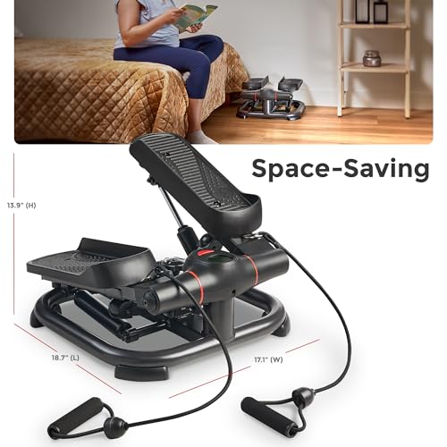 Image of Sunny Health & Fitness 2-in-1 Power Stepper, 400 lb Weight Capacity, Resistance Bands, Height-Adjustable, Low-Impact Cardio, Bluetooth + SunnyFit App, SF-S021054