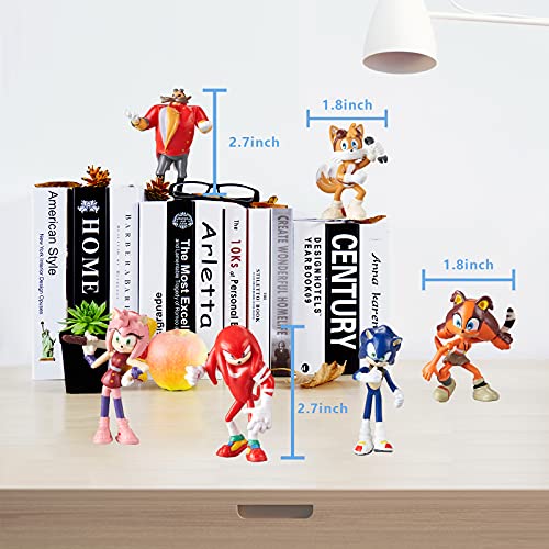 image for Hionwudo Sonic Action Figures Cake Toppers 6pcs, Birthday Decorations 