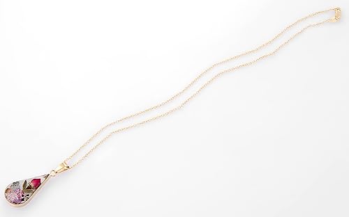 Miniatura 2 de Tienda Collection Collar con colgante de plata de ley y plata de ley con dije de flor prensada