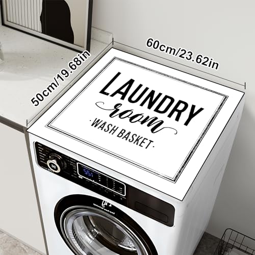Image of Non-Slip Washer & Dryer Top Cover Mat Dust-Proof Protective Pad with Absorbent Surface & Rubber Backing, Waterproof & Heat Resistant Laundry Room Decor (Laundry Room-1, 23.6 inch x 19.7 inch)
