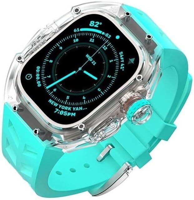 Mod kit transparent glacier pour Apple Watch 8 Ultra bracelet sport silicone 49 mm