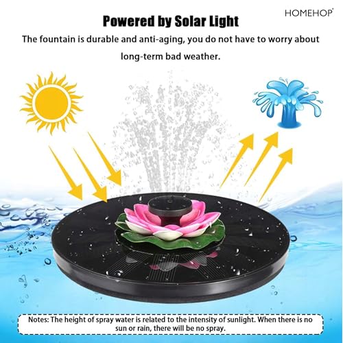 Image of Homehop Solar Water Fountain For Garden Decorative 8 Nozzles Automatic Pump | Solar Water Fountain For Home Wireless Flower Shaped Floating Waterproof Lotus for Bird Bath, Fish Pond, Pool (Pink, ABS)