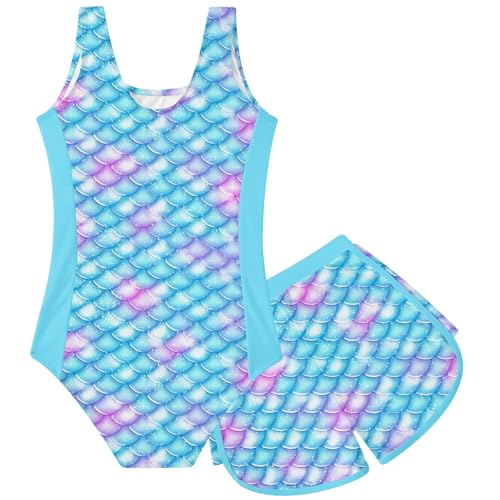 Image of TUONROAD Toddler Girls One Piece Swimsuit 2Pcs Bathing Suit Kids Swimwear with Short for 3-9