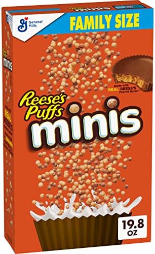 Reese's Puffs Minis Breakfast Cereal, Chocolate Peanut Butter Cereal, Family Size, 19.8 OZ