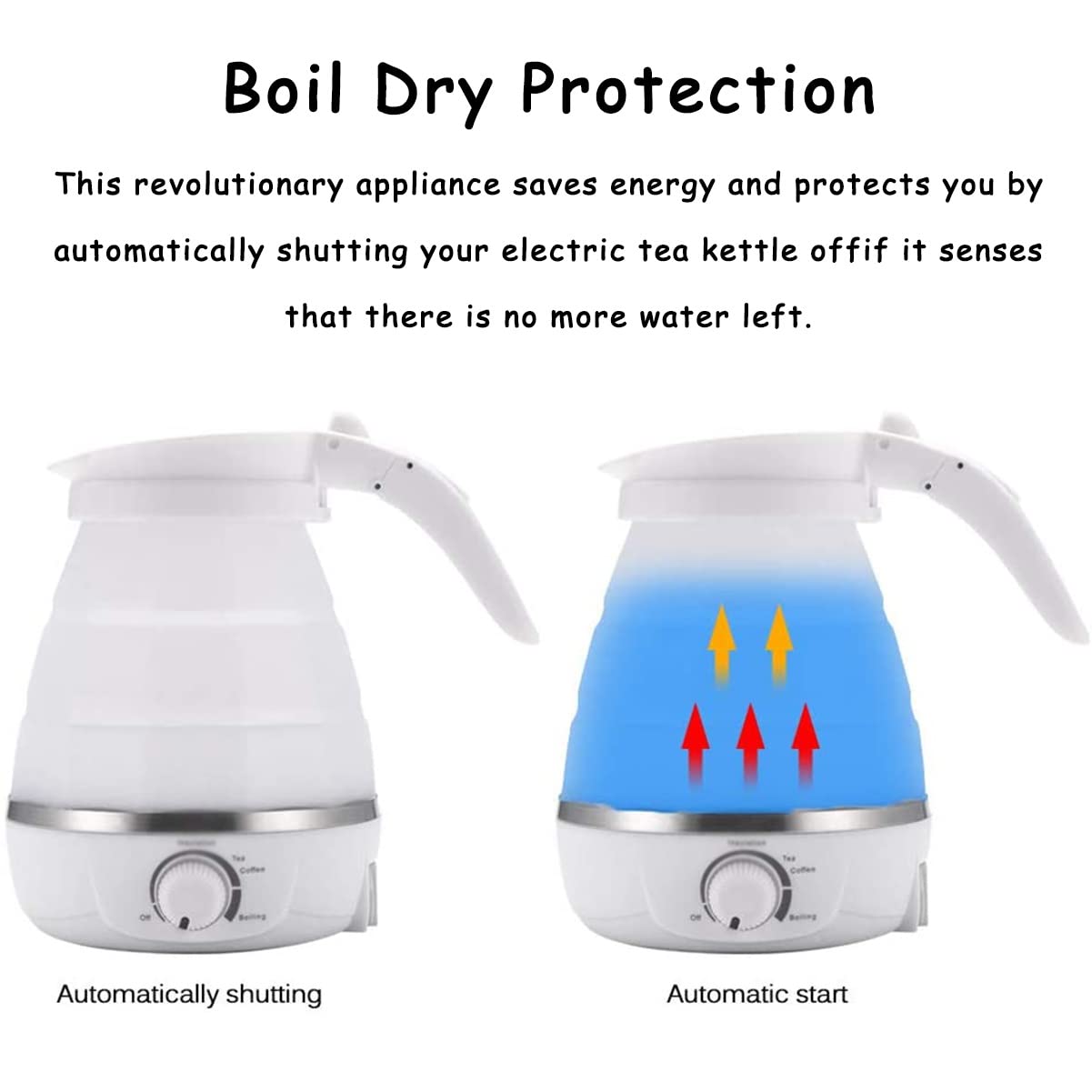 Bouilloire Pliable, Bouilloires Pliables Silictravel de Qualité, avec Double Tension et Cordon d'alimentation Séparable Idéal, Bouilloire Portable pour Voyage pour Randonnée Camping et