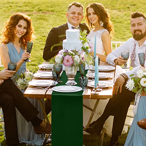 Turstin 10 Pack Satin Table Runner 12 X 108 Inch Long Bright Silk Table Runner Smooth Fabric Table Decor Dinner Party Table Runner For Wedding Banquet Party Decoration, Forest Green #TOP5
