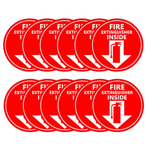 12 Pcs Fire Extinguisher Inside Sign,4 Inches Reflective Fire Equipment Labels Industrial Safety Signage Stickers