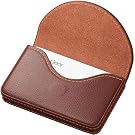 MaxGear Business Card Holder Case, PU Leather Business Card Case, Coffee | Pocket Name Card Holder Wallet for Purse, Portable Business Card Carrier with Magnetic Closure, Slim Stylish Men Women Gift