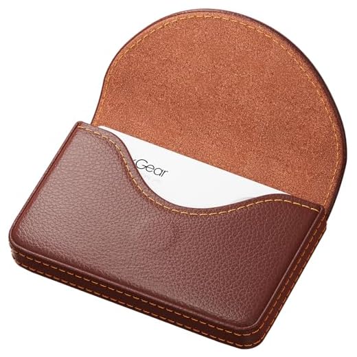 MaxGear Business Card Holder, PU Leather Business Card Case Pocket Credit Card Holders, Slim Name Card Holder Magnetic Shut Business Card Carrier for Men or Women, Home & Office, Coffee