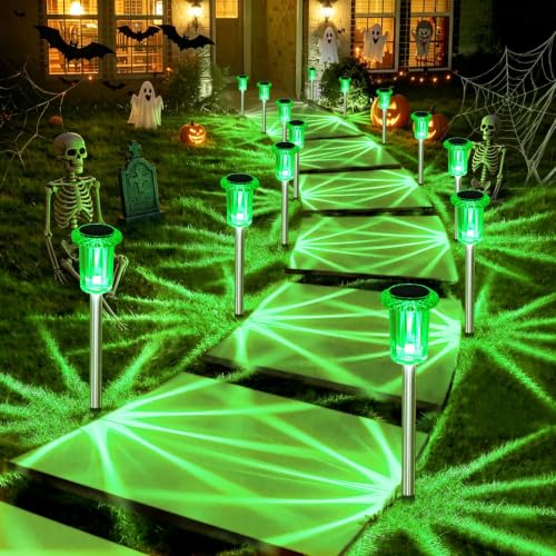 DenicMic Halloween Solar Lights Outdoor Waterproof 10 Pack Halloween Decor