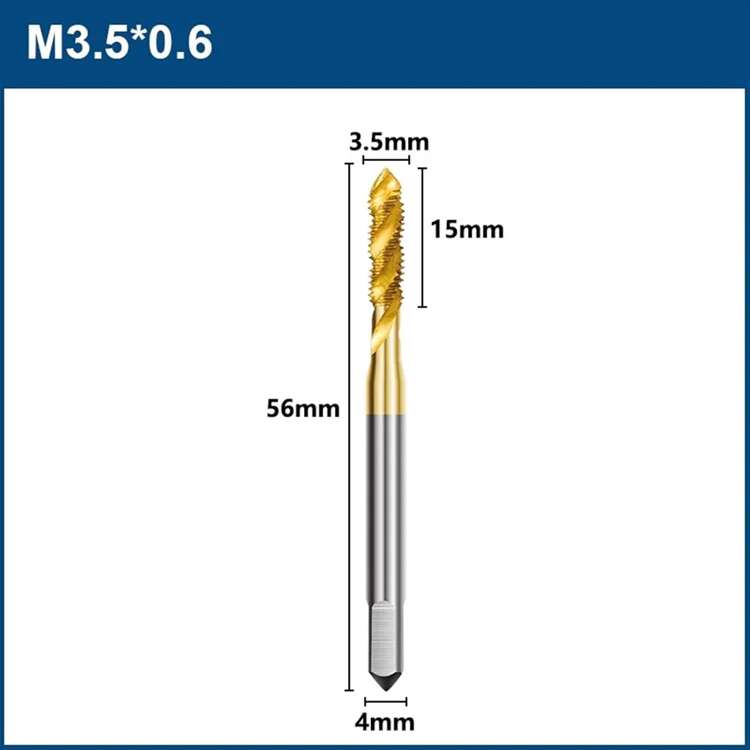 HSS Steel Screw Tap M2-M14 Spiral Drill Metric Thread Tap Set HSS Screw Tap Drill Bits Hand Tools(1pc M3.5x0.6)