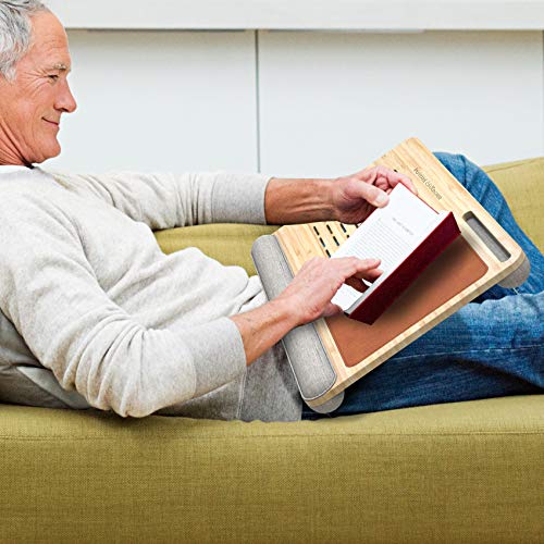 Laptop Desk, Bamboo Lap Desk For Laptop, Laptop Pad With Vent Holes, Built In Mouse Pad & Device Ledge, Pen & Phone Holder -Fits Up To 17 Inches Laptop Desks #TOP3