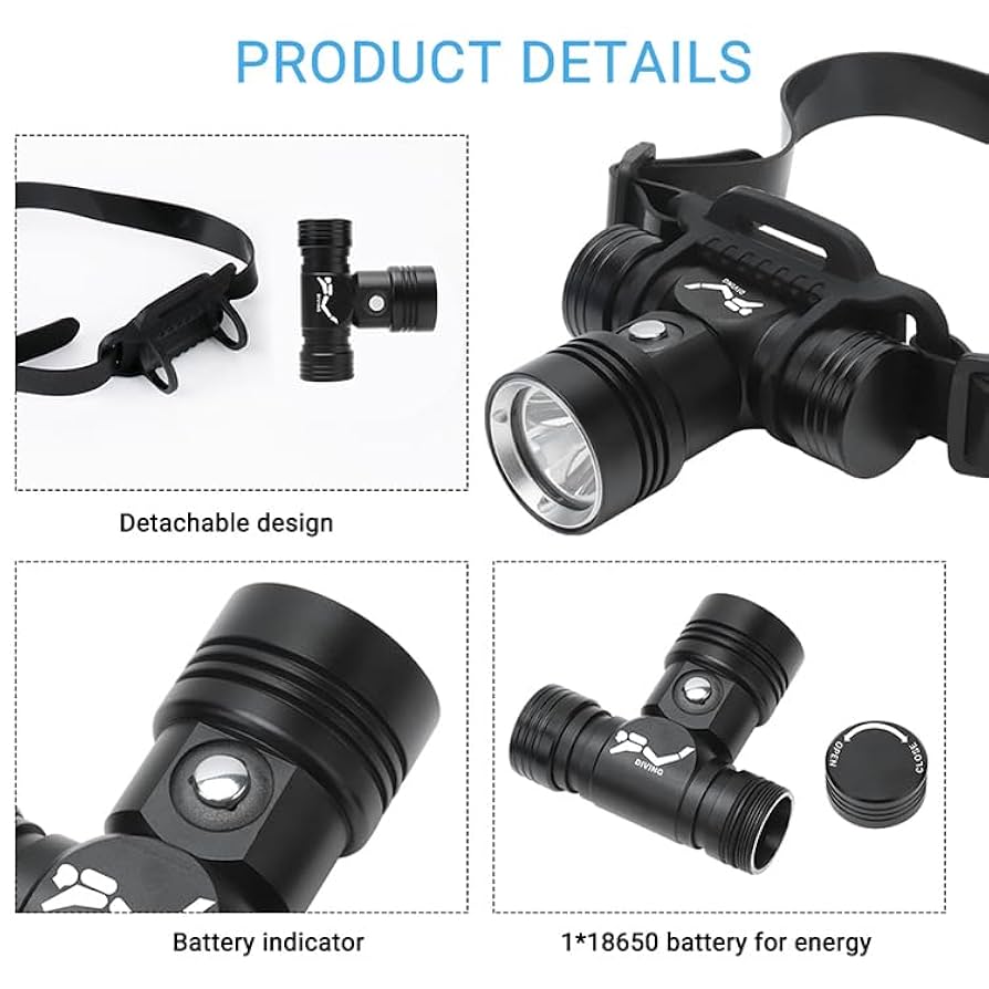 Amazon.com: BORUIT B14 Rechargeable Diving Headlamp