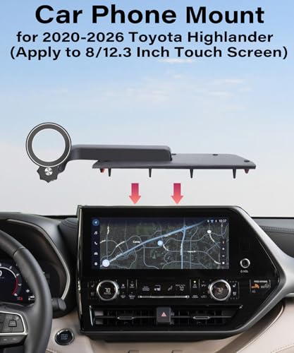 Image of Car Phone Holder for 2020-2026 Toyota Highlander Accessories Compatible with MagSafe Cell Phone Mount 360 Rotation Does Not Affect Air Vent,Dashboard Original-Size Replacement Model
