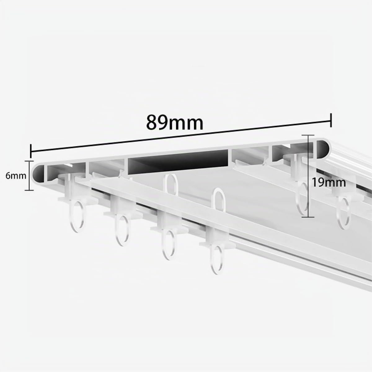 Rails de Rideau au Plafond à Rideaux à Double, Tringle de Rideaux à Rails à Double Rangée, 1-6m Rails Plafond Rideau en Aluminium pour Salon Chambre à Coucher(White,1.3m(4.3ft))